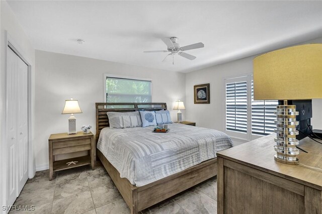 655 8th Ave S Unit 6, Naples, FL 34102 - bedroom featuring a closet, baseboards, and a ceiling fan