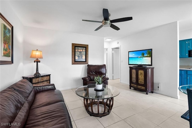 235 Seaview Ct Unit C4, Marco Island, FL 34145 - living area featuring a ceiling fan and light tile patterned floors