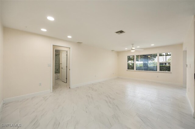 2232 Longboat Dr, Naples, FL 34104 - spare room with recessed lighting, ceiling fan, baseboards, and light marble finish flooring