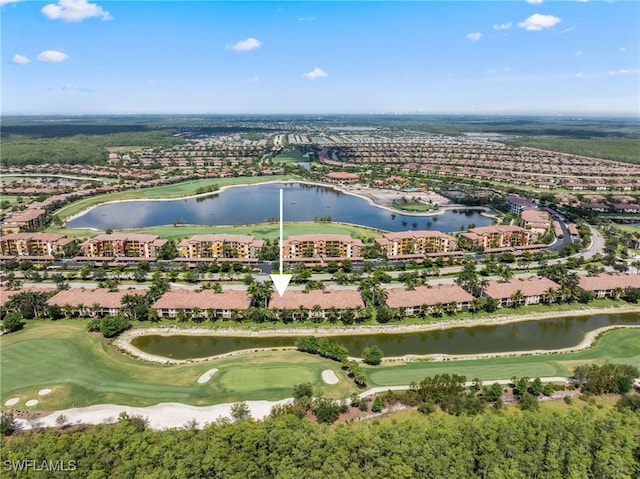 17960 Bonita National Blvd Unit 1716, Bonita Springs, FL 34135 - aerial overview of property's location with a golf club, a large body of water, and nearby suburban area