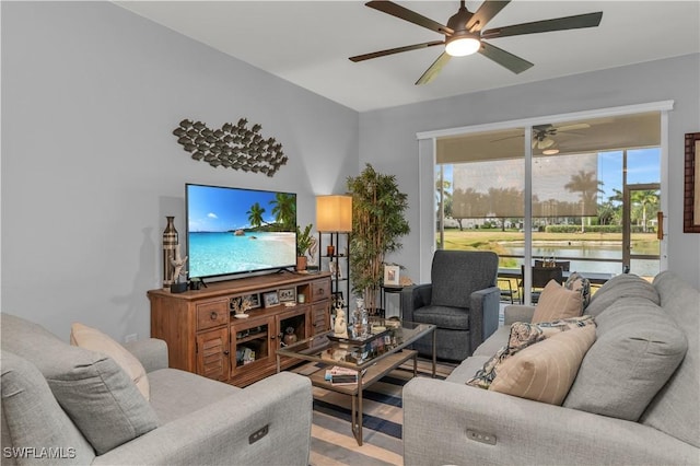 350 Newport Dr Unit 1902, Naples, FL 34114 - living room with a ceiling fan, light wood-type flooring, and healthy amount of natural light