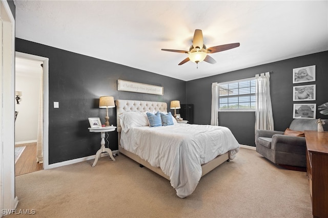 217 W Del Monte Ave, Clewiston, FL 33440 - bedroom with light colored carpet, baseboards, and ceiling fan