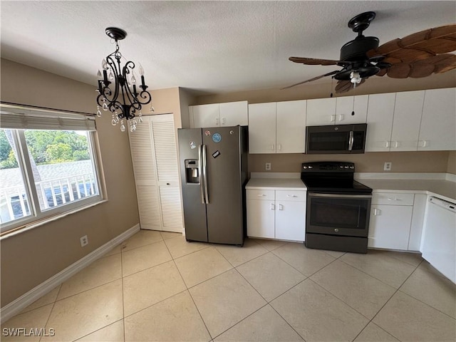 388 Belina Dr Unit 6, Naples, FL 34104 - kitchen featuring electric range oven, light countertops, white cabinets, and stainless steel refrigerator with ice dispenser