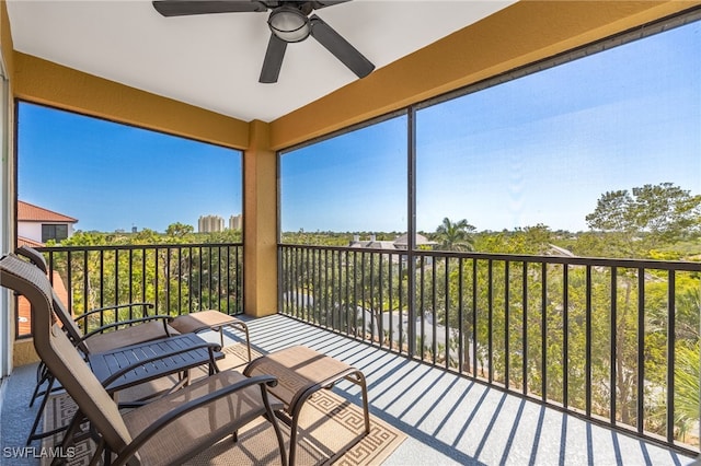20930 Island Sound Cir Unit 402, Estero, FL 33928 - sunroom featuring ceiling fan