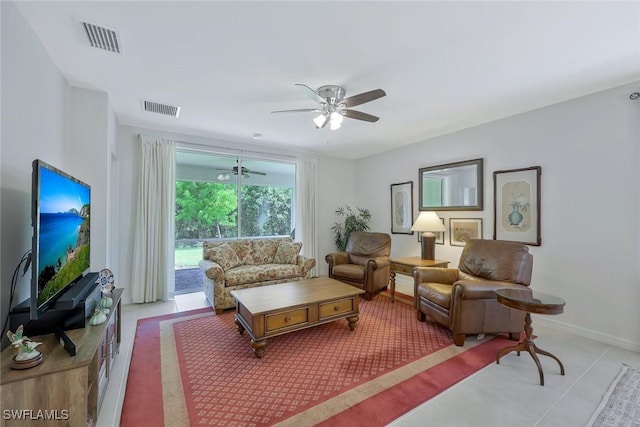 2036 Pigeon Plum Way N, Fort Myers, FL 33917 - living area with ceiling fan, baseboards, visible vents, and tile patterned flooring