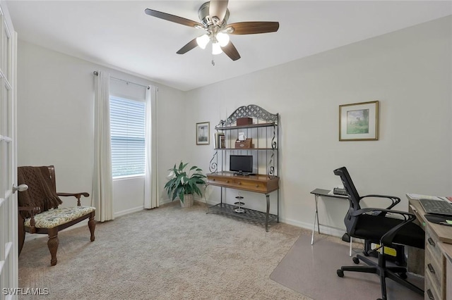 2036 Pigeon Plum Way N, Fort Myers, FL 33917 - carpeted office space featuring a ceiling fan and baseboards
