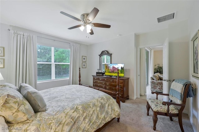 2036 Pigeon Plum Way N, Fort Myers, FL 33917 - bedroom with visible vents, a ceiling fan, and light carpet