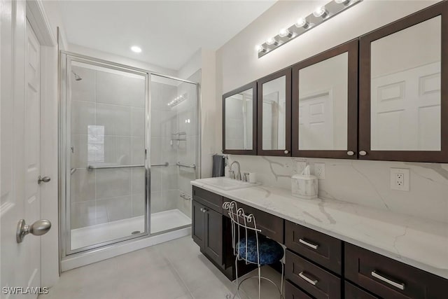 2036 Pigeon Plum Way N, Fort Myers, FL 33917 - bathroom featuring vanity, tile patterned flooring, and a stall shower