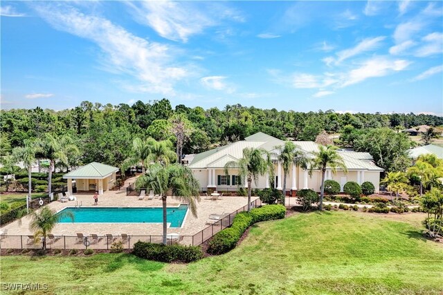 2036 Pigeon Plum Way N, Fort Myers, FL 33917 - view of pool with a yard, fence, a fenced in pool, and a patio area
