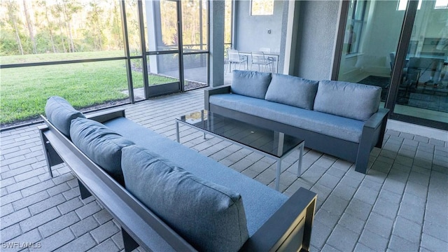 exterior space with outdoor lounge area