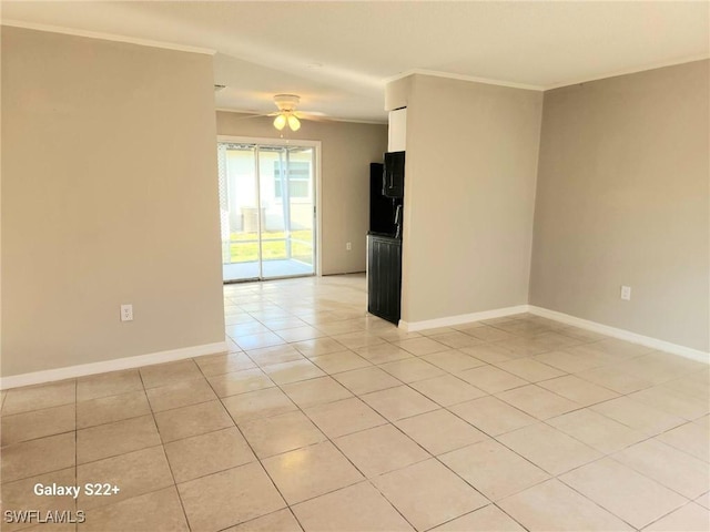 16901 Juanita Ave, Fort Myers, FL 33908 - spare room featuring light tile patterned floors, baseboards, a ceiling fan, and ornamental molding