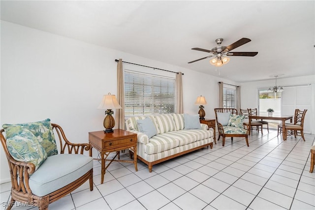 5816 Whiting Ct, Fort Myers, FL 33919 - living area with a ceiling fan and light tile patterned floors