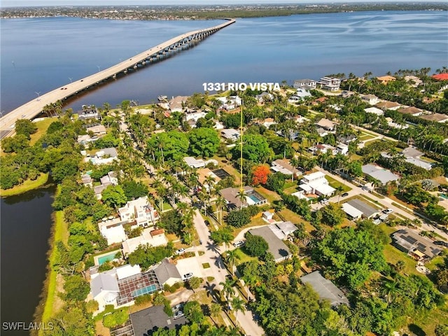1331 Rio Vista Ave, Fort Myers, FL 33901 - aerial view of property and surrounding area with nearby suburban area, a notable bridge, and a nearby body of water