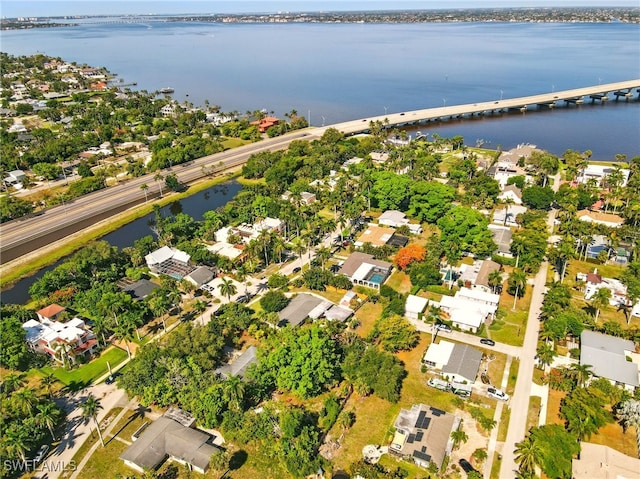 1331 Rio Vista Ave, Fort Myers, FL 33901 - aerial view of property and surrounding area featuring a notable bridge, a large body of water, and nearby suburban area