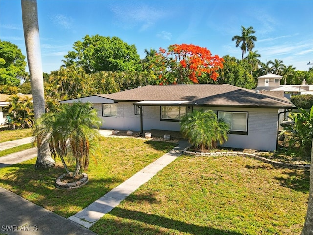 1331 Rio Vista Ave, Fort Myers, FL 33901 - view of front of property with brick siding, a front yard, and roof with shingles