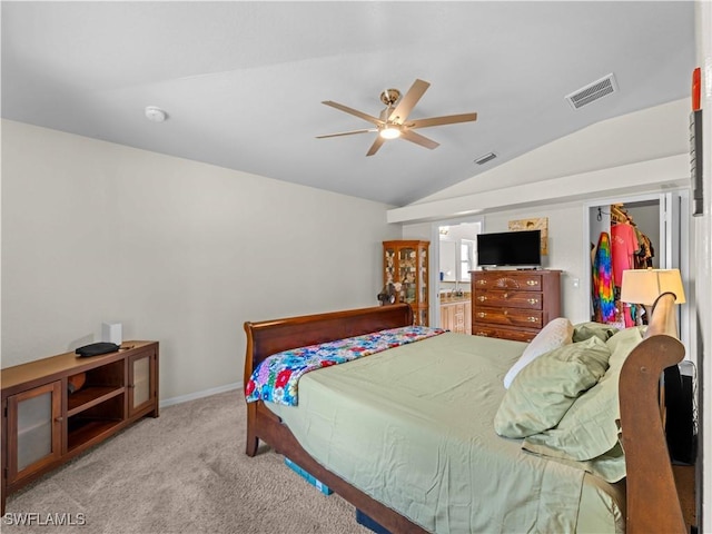 507 NE 31st St, Cape Coral, FL 33909 - bedroom with vaulted ceiling, carpet flooring, baseboards, and visible vents
