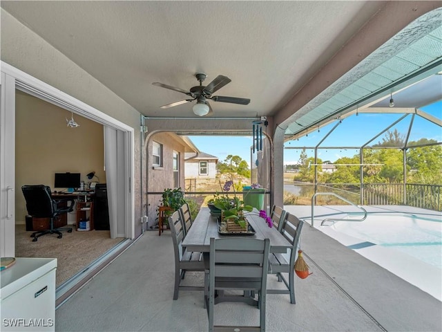 507 NE 31st St, Cape Coral, FL 33909 - view of patio with ceiling fan and a lanai