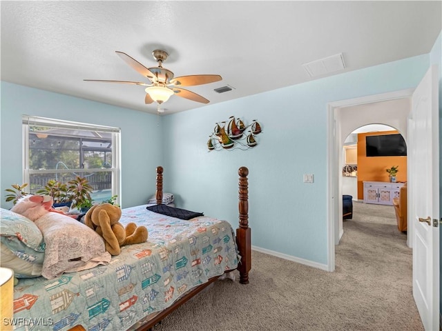 507 NE 31st St, Cape Coral, FL 33909 - bedroom featuring carpet, visible vents, baseboards, and a ceiling fan