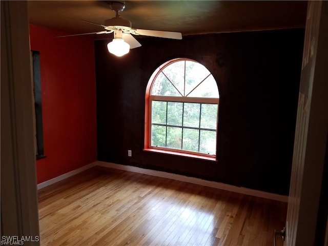 880 18th St NE, Naples, FL 34120 - empty room with baseboards, light wood-style flooring, and ceiling fan