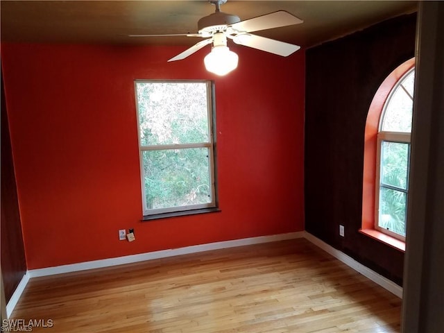 880 18th St NE, Naples, FL 34120 - unfurnished room with baseboards, light wood-style flooring, and a ceiling fan