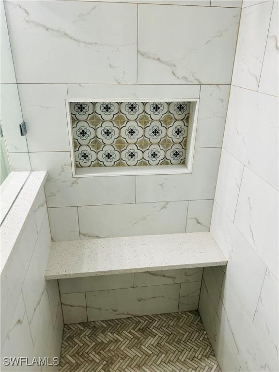 detailed view of tile walls
