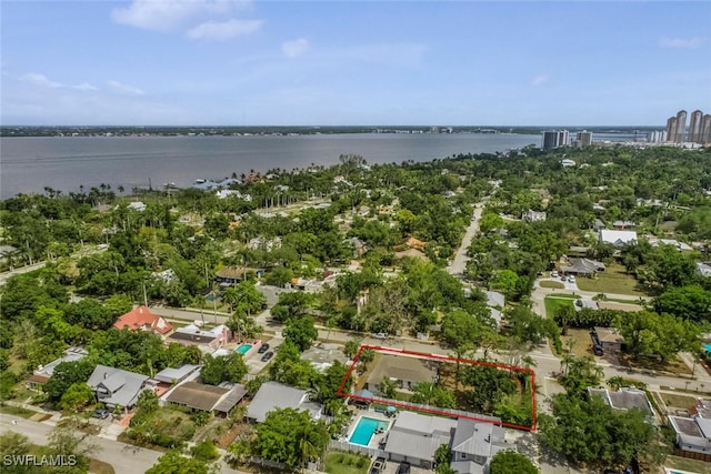 1478 Cordova Ave, Fort Myers, FL 33901 - aerial view of property and surrounding area with property boundaries highlighted and a nearby body of water