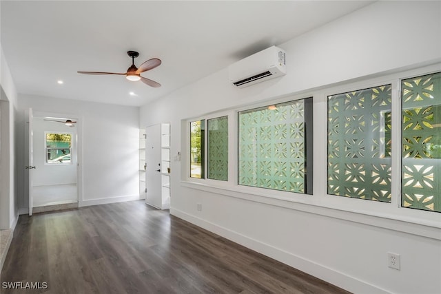 1478 Cordova Ave, Fort Myers, FL 33901 - spare room featuring a wall mounted air conditioner, a ceiling fan, wood finished floors, and recessed lighting
