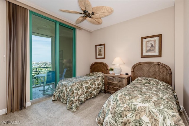 1079 Bald Eagle Dr Unit N703, Marco Island, FL 34145 - carpeted bedroom featuring baseboards, ceiling fan, and access to exterior