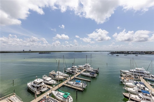 1079 Bald Eagle Dr Unit N703, Marco Island, FL 34145 - view of water feature with a boat dock