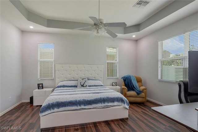 8546 Silk Oak Ln, Naples, FL 34119 - bedroom featuring baseboards, wood finished floors, recessed lighting, and a ceiling fan