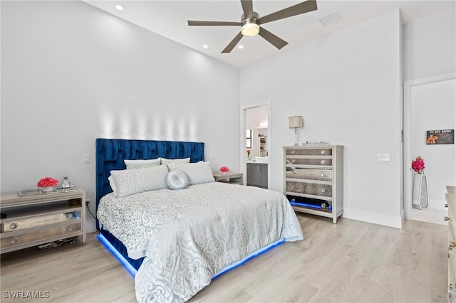 388 Pine Ave, Naples, FL 34108 - bedroom featuring wood finished floors, recessed lighting, and a ceiling fan