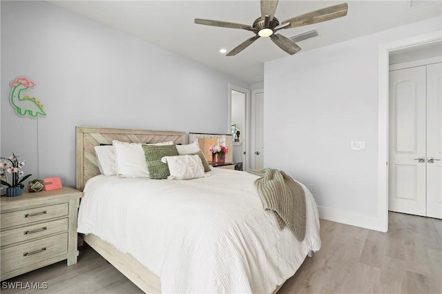 388 Pine Ave, Naples, FL 34108 - bedroom featuring wood finished floors, recessed lighting, baseboards, and ceiling fan
