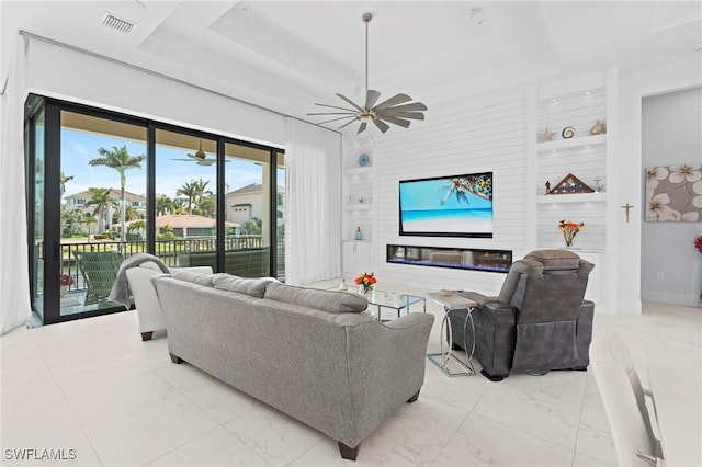 388 Pine Ave, Naples, FL 34108 - living area with ceiling fan and light marble finish floors