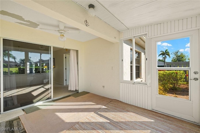6861 Bogey Dr, Fort Myers, FL 33919 - unfurnished sunroom featuring plenty of natural light and ceiling fan