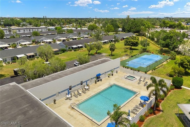 6861 Bogey Dr, Fort Myers, FL 33919 - aerial perspective of suburban area with a pool area
