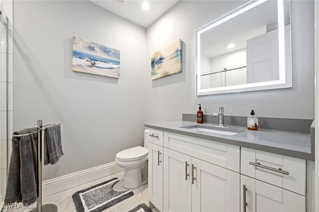 9380 Triana Ter Unit 312, Fort Myers, FL 33912 - full bath featuring toilet, baseboards, vanity, tiled shower, and recessed lighting