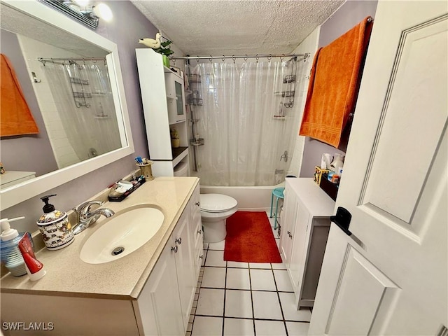 3706 Broadway Unit 18, Fort Myers, FL 33901 - full bath featuring vanity, a textured ceiling, tile patterned flooring, and shower / tub combo
