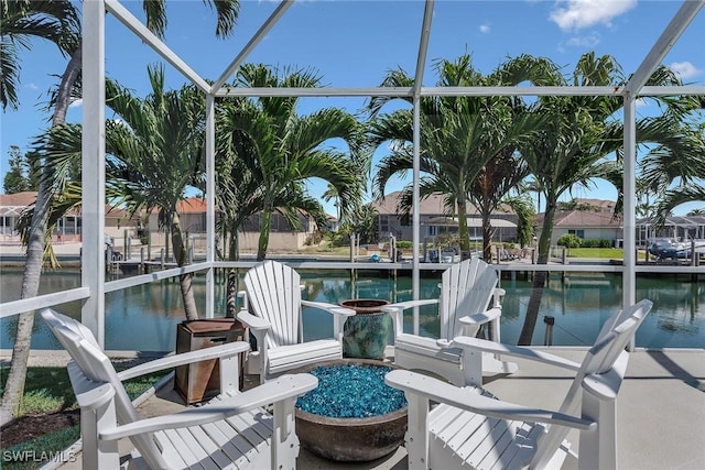 dock area featuring a water view