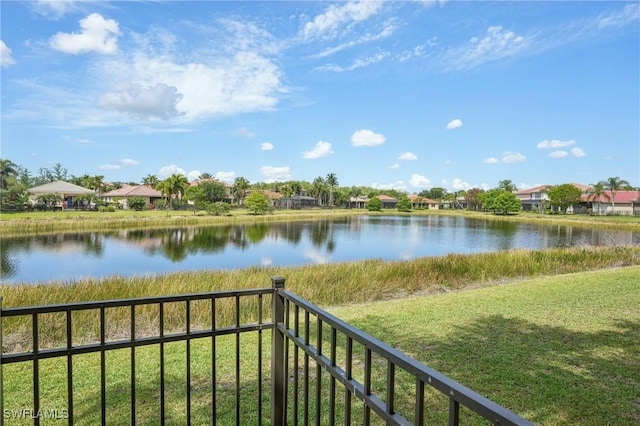 water view featuring fence