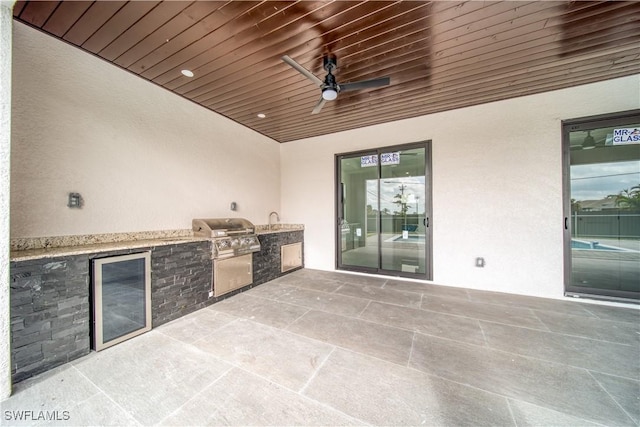 710 SW 25th Ln, Cape Coral, FL 33914 - view of patio / terrace featuring area for grilling, a ceiling fan, and a sink