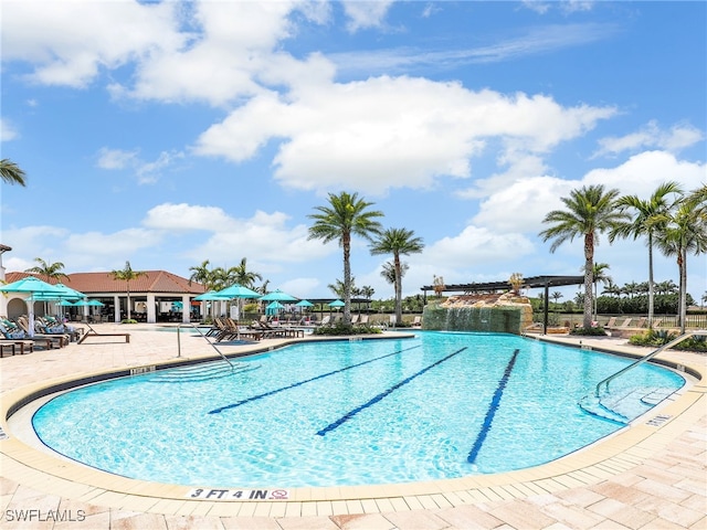 community pool featuring a patio area