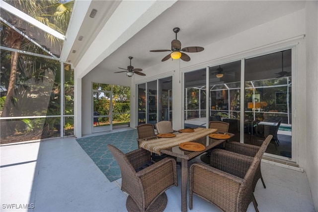 3803 Valentia Way, Naples, FL 34119 - sunroom featuring a ceiling fan