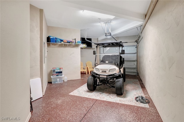 garage with a garage door opener