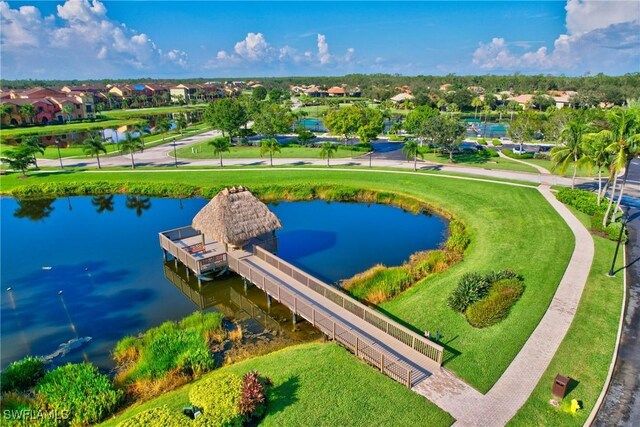 aerial view of a nearby body of water