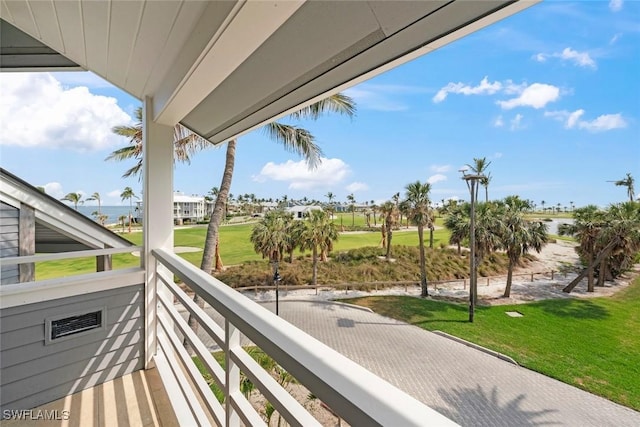 balcony with golf course view