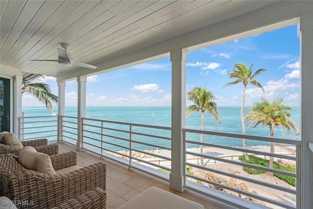 balcony with a water view
