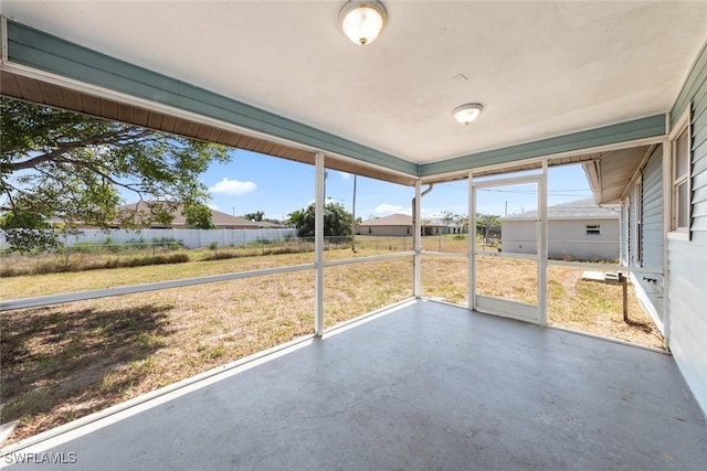 view of unfurnished sunroom