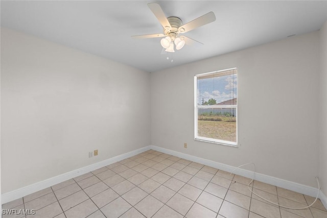 empty room featuring baseboards and ceiling fan