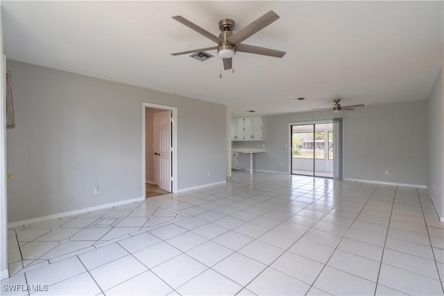 5295 17th Ave SW, Naples, FL 34116 - unfurnished living room featuring baseboards, visible vents, light tile patterned floors, and ceiling fan