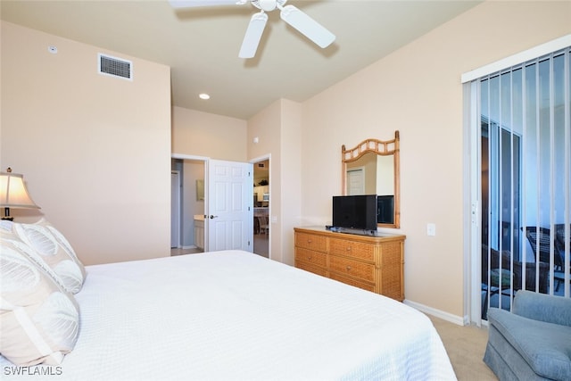 17110 Bridgestone Ct Unit 303, Fort Myers, FL 33908 - bedroom with ceiling fan, light carpet, baseboards, and visible vents